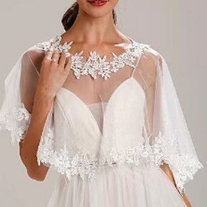 Voile de mariée en dentelle noire de haute qualité, nouvelle mode, cape blanche, châle de mariage en vrac, châle de mariage en vrac - Product Image 6