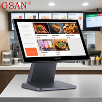 Terminal de Sistema POS GSAN con Base Metálica de 15.6 Pulgadas, CPU I3 I5 I7, Pantalla Táctil Todo en Uno, Máquina de Pedidos y Pago para Restaurantes y Tiendas