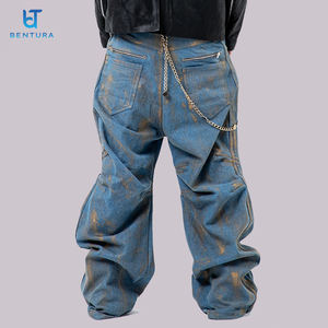 بنطلون جينز رجالي فضفاض عالي الجودة من BENTURA بتصميم شخصي مخصص وغسيل باهت - Product Image 4