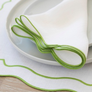 Scalloped Embroidered <b>Linen</b> <b>Cloth</b> Napkins for Hotel Pure <b>Linen</b> Placemat Natural Organic <b>Table</b> <b>Linen</b> Cotton <b>Cloth</b> Napkin - Product Image 3