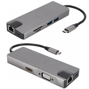 8 en 1 <span class=keywords><strong>USB</strong></span> 3,1 tipo <span class=keywords><strong>C</strong></span> a <span class=keywords><strong>USB</strong></span> 3,0 Hub <span class=keywords><strong>Hdmi</strong></span> 4K VGA Hub Gigabit Ethernet Rj45 <span class=keywords><strong>Lan</strong></span> estación de acoplamiento tipo <span class=keywords><strong>C</strong></span> adaptador con lector de tarjetas - Product Image 5