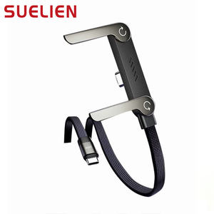 Câble de données en cuivre pur tressé, type C, coudé à 90 degrés, charge rapide 240W, câble 2 en 1 avec support de téléphone pliable pour <span class=keywords><strong>iPhone</strong></span> Samsung - Product Image 2