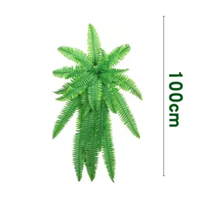 Artificial Plant 100cm Length Persia Fern Leaves Plastic Green Plant for Indoor Outdoor Decoration