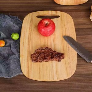 Tabla de cortar de madera de caucho, pequeña, mediana, rectangular, de madera maciza, para frutas, carne, comida occidental, pan, pizza. - Product Image 1