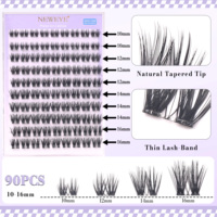 Cils en grappe personnalisés sans colle, 110 pièces, 3D, volumineux, 10-16 mm, courbure D, longue durée, sans colle nécessaire, cils segmentés DIY