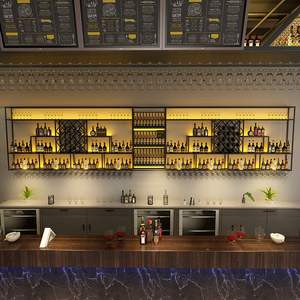 Étagère à <span class=keywords><strong>vin</strong></span> murale de style industriel en métal avec étagères de rangement pour restaurant - Product Image 4