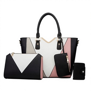 Bolso <span class=keywords><strong>de</strong></span> Mano Grande <span class=keywords><strong>de</strong></span> PU para Mujer, a la Moda, con Cierre <span class=keywords><strong>de</strong></span> Cremallera, Forro <span class=keywords><strong>de</strong></span> Poliéster, Patrón Geométrico y Color en Contraste, Verano 2020 - Product Image 1