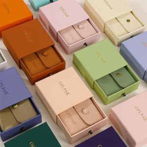 Paquete de papel de cajón de lujo con logotipo personalizado Bijoux Beige cajas de joyería Scatole Bigiotteria caja de regalo rígida para joyería - Product Image 1