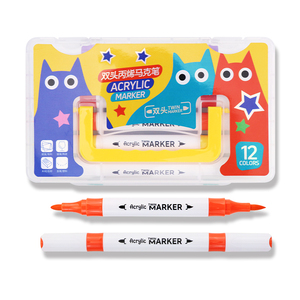 Set di Pennarelli Acrilici a Doppia Punta Non Tossici, Multicolore 12/18/24/36/48 Colori per Disegno e Marcatura Artistica - Product Image 1