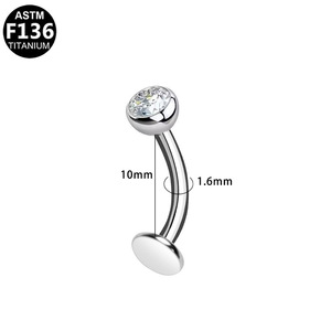 Anneau de nombril en titane avec boule et cristaux sertis, bijou de piercing tendance pour usage quotidien - Product Image 5