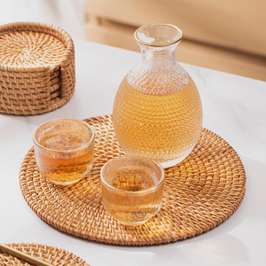 Handmade Woven Rattan <b>Coasters</b> Round Heat Resistant Tea Mats For Tea Ceremony <b>Table</b> Decoration - Product Image 1
