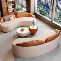 Canapé d'angle incurvé en cuir et marbre de luxe, durable, pour hôtel, café et restaurant, idéal pour les salons de thé