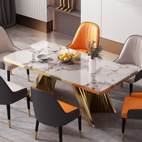 Ensemble table et chaises de salle à manger multifonctionnel en acier inoxydable, style italien minimaliste moderne, luxe léger, pour 4/6 personnes, petite pièce