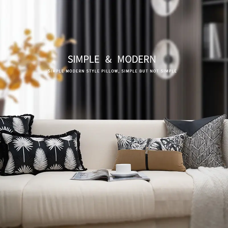 Легкий Роскошный дизайнерский стиль, черный, белый, коричневый цвет, наволочка для подушки, поясничная поддержка, наволочка для модельного декора комнаты