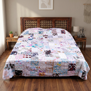 Couvre-lit de reine patchwork Kantha fait main - Product Image 3