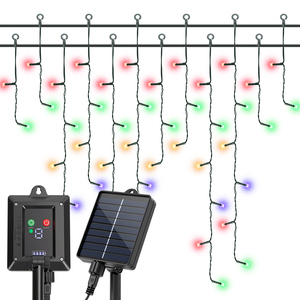 Aigostar luci di natale all'aperto 100 LED 8 modalità IP65 solare per feste 3M + 5M * 0.6M tende di luce di natale - Product Image 1