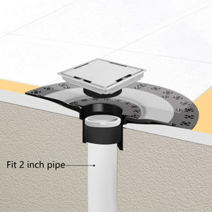 Drain de douche brossé en acier inoxydable SS304 sans joint avec grille de drain encastrable de 4 pouces, incluant un collier de réglage de hauteur pour bac Schluter - Product Image 5