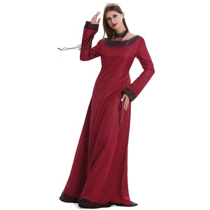 Vestido Vintage Europeo para Mujer, Estilo Retro de Mediados de Siglo, con Hombros Descubiertos, Manga Larga, Cintura Natural y Diseño de Empalmes - Product Image 4