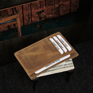 Cartera de Cuero Genuino Crazy Horse para Hombre, Estilo Vintage, con Ranuras para Tarjetas Bancarias, Monedas y Protección RFID, Venta al Por Mayor - Product Image 3