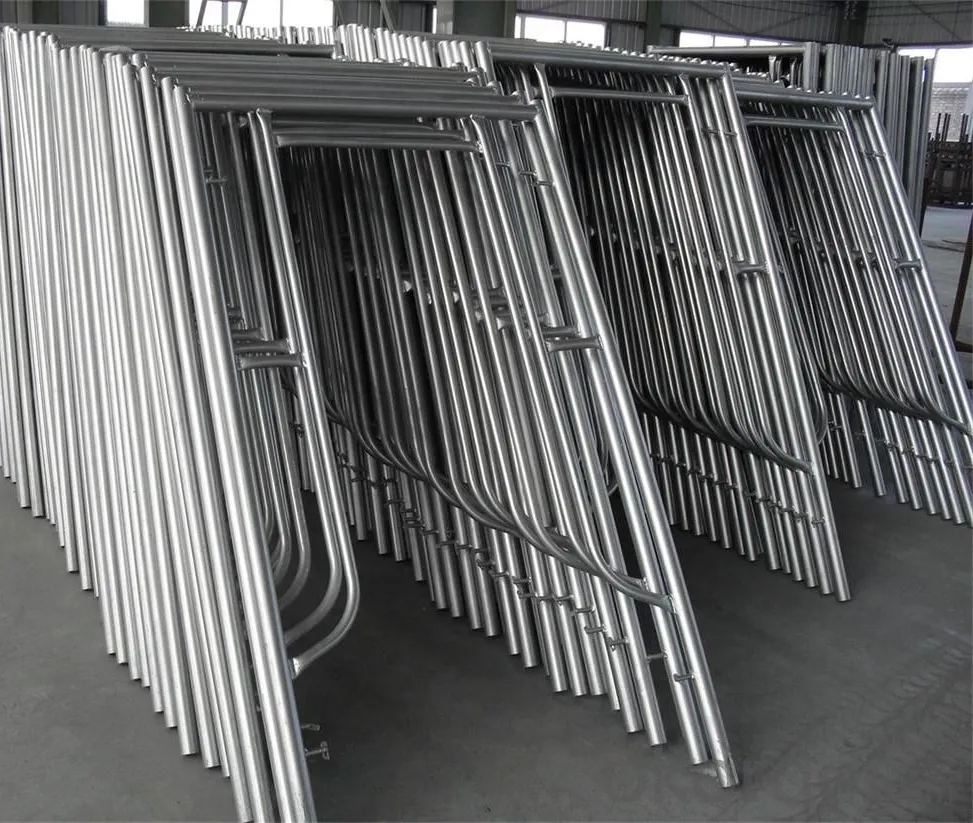 Gegalvaniseerde Ladderframe Steigers X Buisvormige Een Frame Steiger Toren Stalen Frame Constructie Steigers Met Wielen