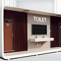Toilettes portables de luxe en acier, style conteneur, durables. Toilette portable de luxe haut de gamme pour l'extérieur