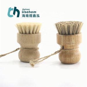 Pour la brosse ronde de pot de lavage en bambou de bulle avec des cheveux de sisal blanc écologique - Product Image 2