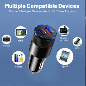 شاحن سيارة بقوة 38 واط <span class=keywords><strong>USB</strong></span>-C بتقنية PD لشحن هواتف الأندرويد السريع QC 3.0، محول سيارة للشحن السريع لجميع ولاعات السجائر بالمركبات - Product Image 5