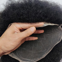 Vente en Gros Pas Cher Perruque Hommes Noire Durable Bouclée Ondulée Afro 4 mm 8*10 Full Swiss Lace Remplacement Capillaire Humain Toupet