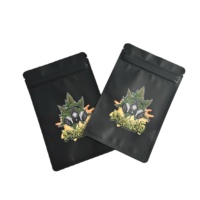 Sac en mylar noir mat imprimé sur mesure bonbons fleurs séchées pochettes en feuille d'aluminium stockage alimentaire thé emballage plat sacs avec zip-lock
