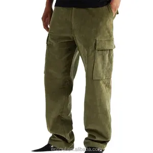 OEM סיטונאי במשקל כבד שירות 6 כיס ירוק workwear מותאם אישית mens מטען קורדרוי מכנסיים