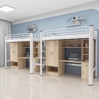 Eisen rahmen Multifunktion ales Kombination sbett Hoch Niedrig Erwachsener Studenten schlafsaal Etagen bett mit Lower Table Cabinet Loft Design Bett