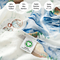 Couverture en mousseline pour bébé, tissée, 47 pouces, 70% bambou, 30% coton, impression numérique du fabricant, prix de gros
