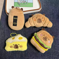Peluches Capybara et Dauphin, Jouets en Peluche, Porte-clés Écologiques Thème Dessin Animé (Mini Pain, Hamburger, Donut, Croissant)