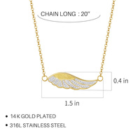 Collier personnalisé en acier inoxydable avec pendentif plume et micro-pavé de zircons pour femme
