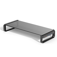 2024 nouveau design ordinateur de bureau moniteur riser organisateur USB verre transparent robuste studio moniteur support pour bureau