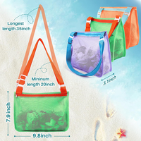 Sac de plage léger en maille avec bandoulière réglable, sac de rangement pour coquillages et jouets pour enfants, idéal pour les voyages à la plage