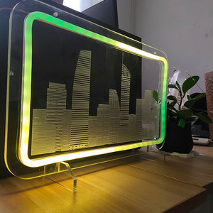 Custom Acrylic <strong>LED</strong> Light RGB Neon Frame Stand Glow <strong>Table</strong> <strong>Led</strong> Acrylic Sign Display Stand - Product Image 5