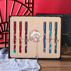 Ventilador plegable de grúa antigua, marcapáginas fino, juego de bolígrafos de <span class=keywords><strong>Gel</strong></span>, caja de regalo empresarial de cultura China-Chic - Product Image 3
