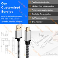 LUNG KAY Grosir Kabel Pengisian Cepat 3A Micro-USB 2.0 Berlapis Emas 1,8 Meter dengan Jalinan Nilon Konduktor Tembaga Murni untuk Kamera Komputer