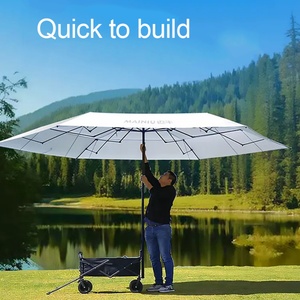 Carrito de Camping Plegable para Exteriores, Jardín, Parque, Carrito Utilitario Portátil para Playa con Soporte para Sombrilla y Bandeja para Comida - Product Image 3