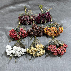 Fleurs séchées artificielles hautes belle série d'automne bords rôtis à la main populaires 20 fleurs 2 bourgeons Photo de Noël - Product Image 6