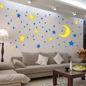 Pegatina de Pared 3D con Diseño de Estrella y Luna, Espejo Decorativo para el Hogar, Adhesivo de Espejo para Dormitorio, Sala de Estar, Papel Tapiz Mural - Product Image 4