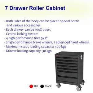7 Drawer Roller Cabinet <b>with</b> <b>Wheel</b> <b>Locks</b> OEM - Product Image 5