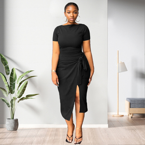 Nouvelle Collection : Ensemble Crop Top Moulant Couleur Unie et Jupe Fendue pour Femme – Tendance Mode - Product Image 3