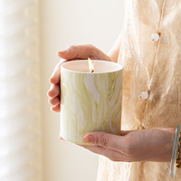 Porte-bougie en céramique à motif marbré de style nordique pour une décoration romantique de la maison