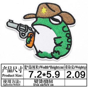 Parche Bordado Termoadhesivo o <span class=keywords><strong>para</strong></span> Coser de Rana Vaquera de Dibujos Animados con <span class=keywords><strong>Pistola</strong></span> <span class=keywords><strong>para</strong></span> <span class=keywords><strong>Ropa</strong></span>, Bolsos, Decoración DIY, Diseño de Bordado - Product Image 3