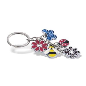 Llavero de metal con esmalte suave y dijes de mariposa, abeja y mariquita con diseño floral 2D, personalizado con logotipo de marca - Product Image 5