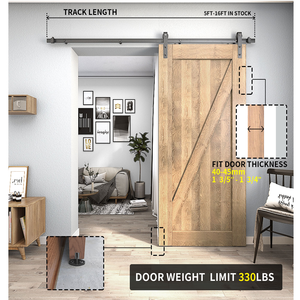 Kits de quincaillerie pour <span class=keywords><strong>porte</strong></span> de grange <span class=keywords><strong>coulissante</strong></span> simple en acier au carbone noir classique de 6,6 pieds, personnalisables en gros - Product Image 6