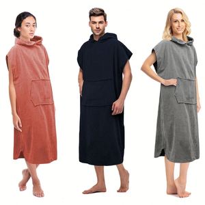 Poncho de plage à manches longues de haute qualité, serviette de bain en coton pour adultes, surf - Product Image 1