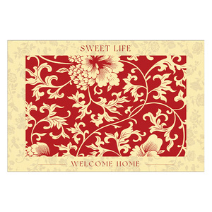Tapis d'entrée rectangulaire antidérapant à motif floral géométrique pour le Nouvel An chinois, idéal pour la maison - Product Image 4